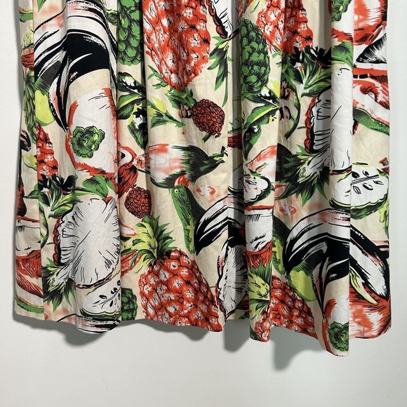 Eva Franco Mandy Dress Sz. 4 Pineapple Halter Cut Out Pleated Sleeveless Lined - Picture 14 of 16